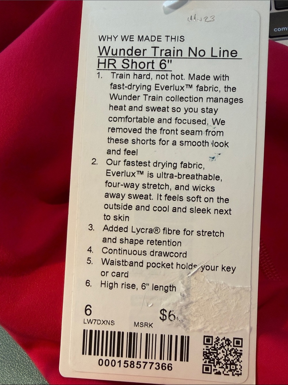 Lululemon Wunder Train No Line High-Rise Short 6" Mulberry Spark SIZE 6 NWT ๐ - Picture 8 of 8